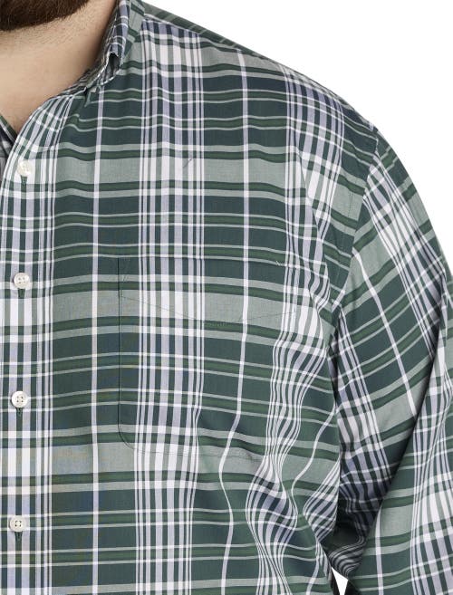 Oak Hill By Dxl Big & Tall Large Plaid Sport Shirt In Green Multi