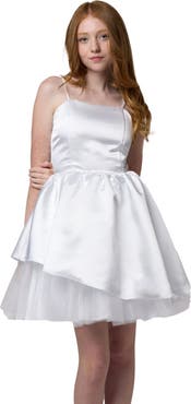 Un Deux Trois Satin Peek-a-boo Party Dress