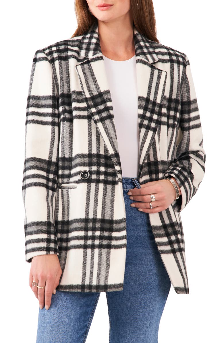 Vince Camuto Brushed Plaid Welt Pocket Blazer, Main, color, 