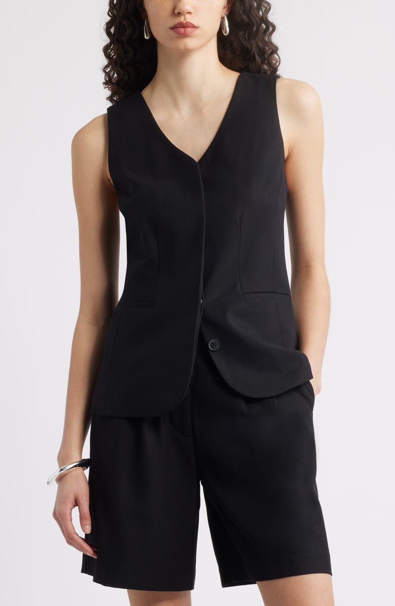 Nordstrom Long Menswear Vest, Main, color, Black