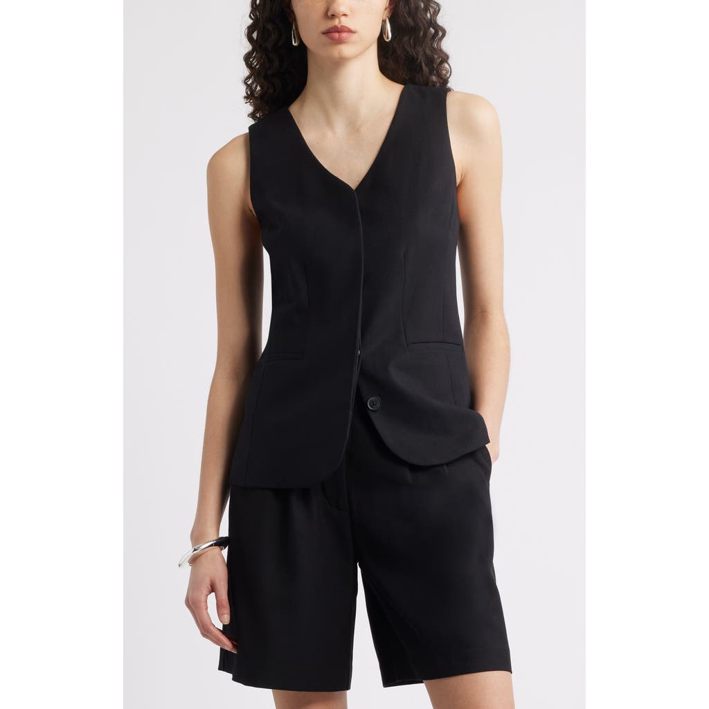 Nordstrom Long Menswear Vest In Black