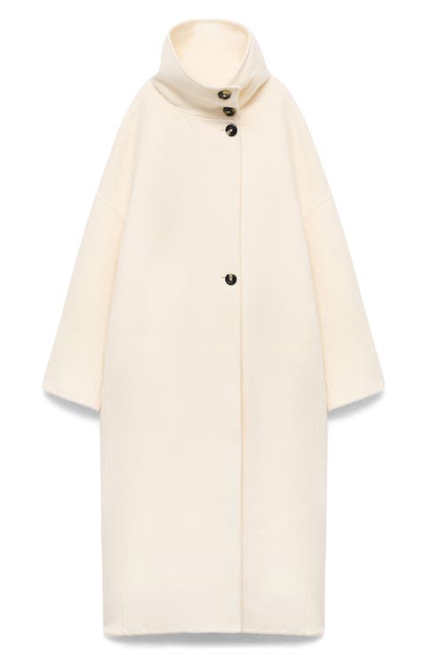 Belted Longline Wool Blend Wrap Coat