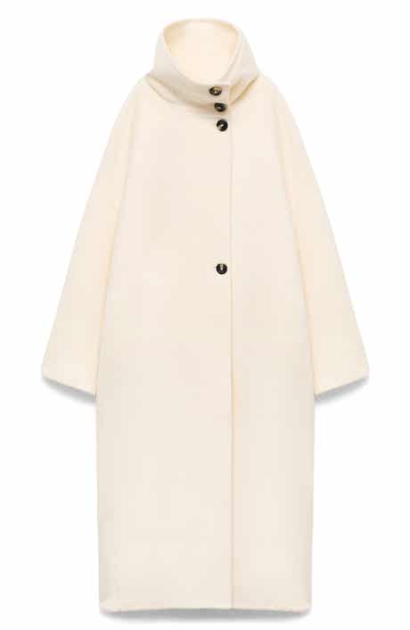 MANGO Selection Stand Collar Wool Blend Coat