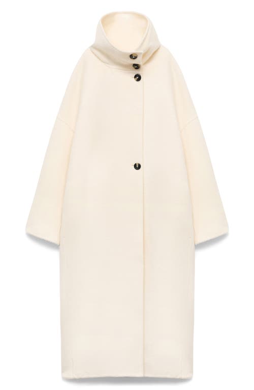 Mango Stand Collar Wool Blend Coat In Neutral