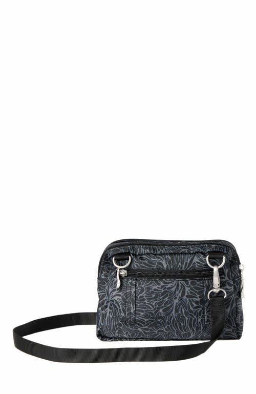 Baggallini Triple Zip Small Convertible Crossbody Bag In Midnight Blossom