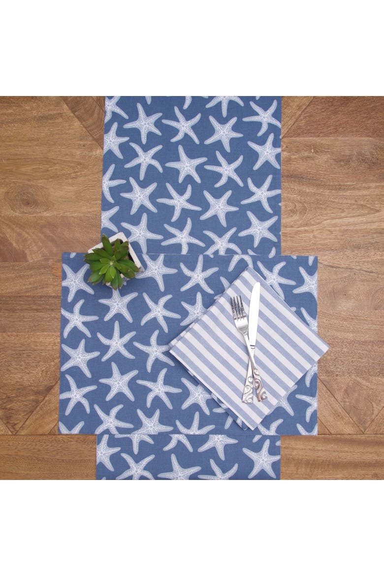 Calming Seas Starfish Reversible Placemats Set of 6, Alternate, color, Blue