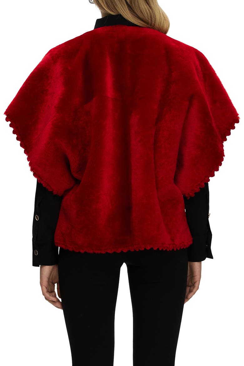 Reversible Collarless Genuine Shearling Jacket, Alternate, color, RED/RED