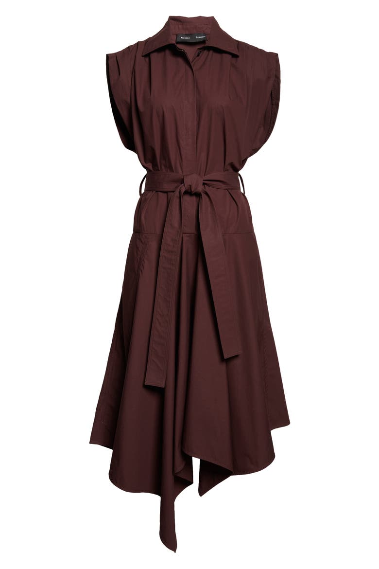 Adinna Pleated Cotton Shirtdress, Alternate, color, AUBERGINE