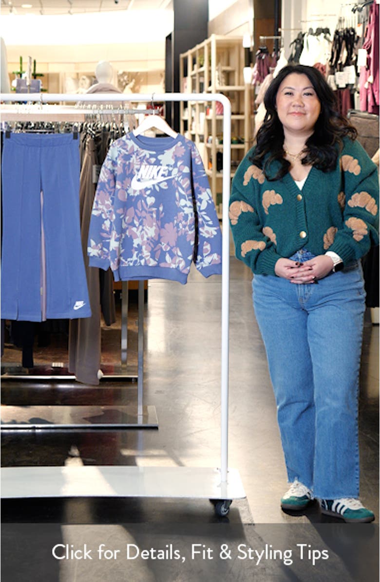 Kids' Floral Camo Sweatshirt & Flare Leg Pants Set, sales video thumbnail