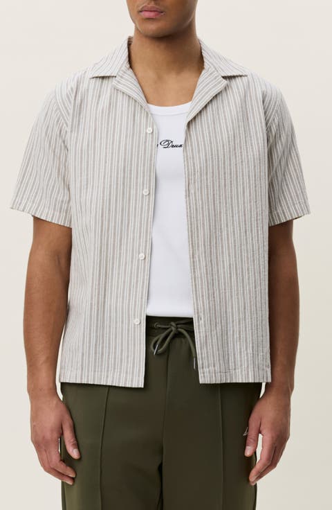 Stripe Cotton & Linen Camp Shirt