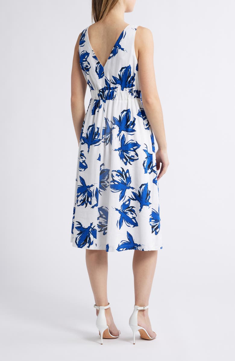 Anne Klein Floral Sleeveless Linen Blend Dress, Alternate, color, 