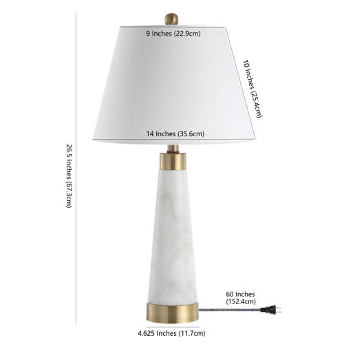 Jonathan Y Travis 26.5" Marble/iron Gold Modern Column Led Table Lamp, White In White