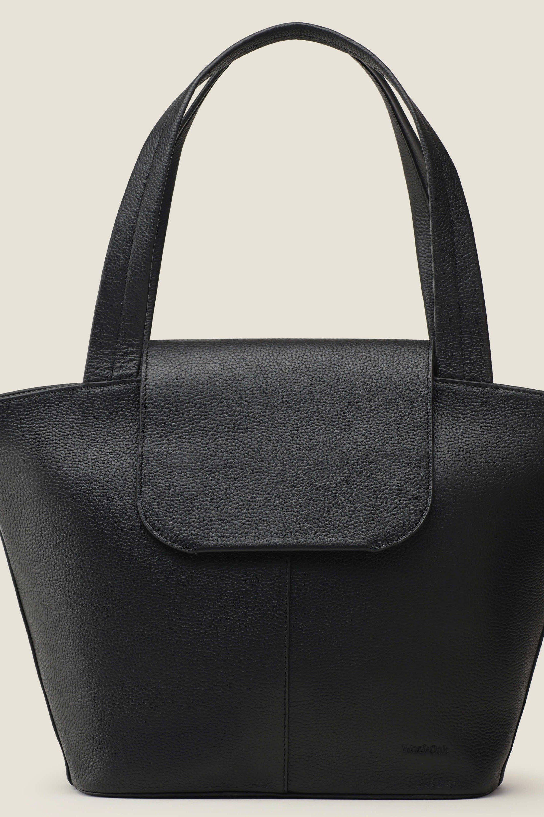 Muse Organized Leather Work Tote, Main, color, Jet Black