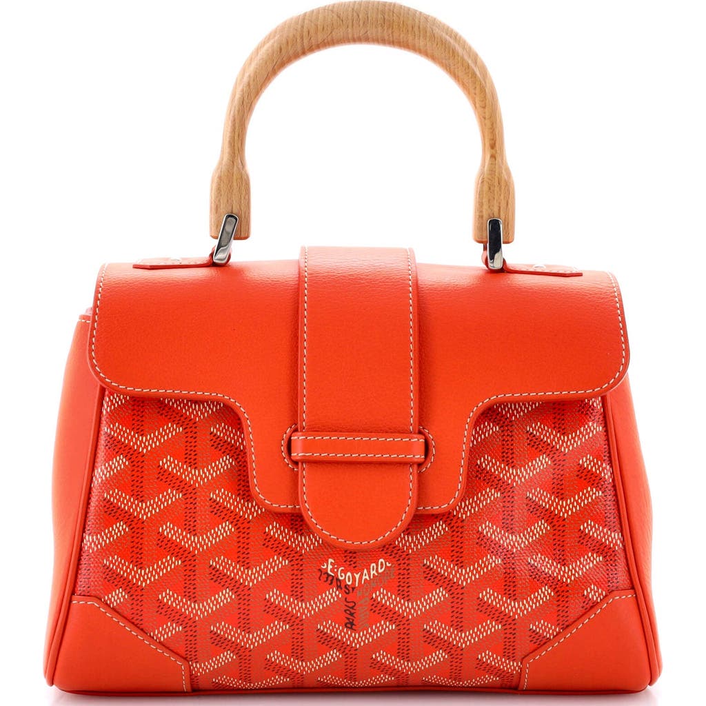 Pre-owned Goyard Goyard Saigon Top Handle Bag Coated Canvas With Leather Mini In Orange