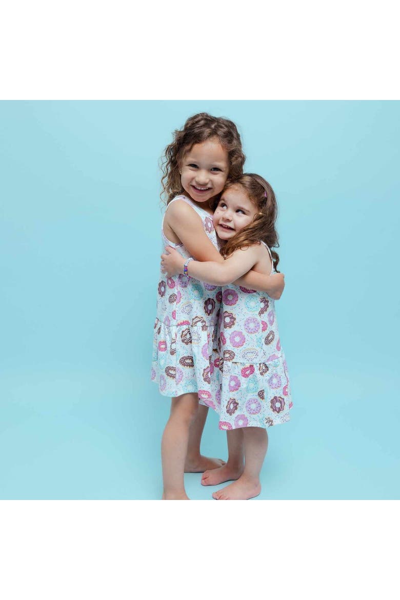 Kids Organic Drop Waist Dress with Matching Biker Shorts, Alternate, color, Donuts
