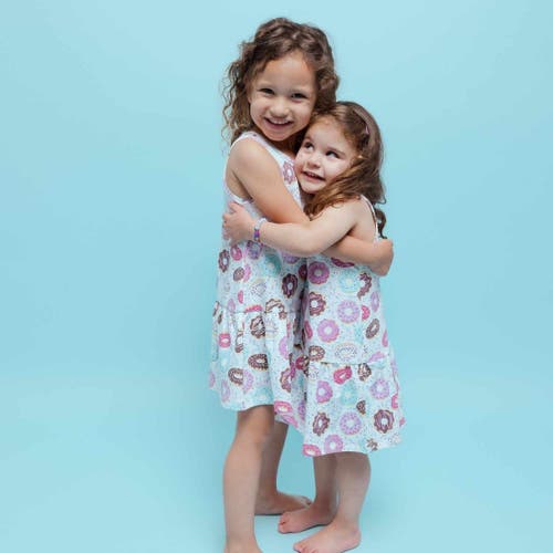 Norani Kids Organic Drop Waist Dress With Matching Biker Shorts In Donuts