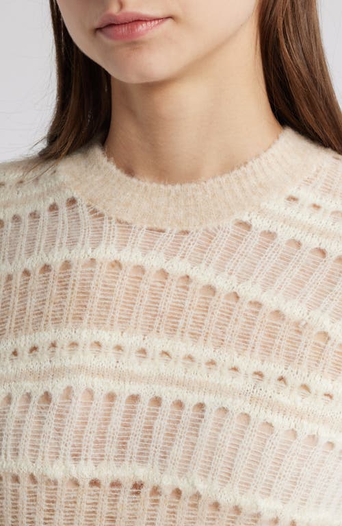 Frame Mix Stitch Elbow Sleeve Sweater In Cream Multi