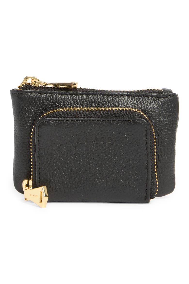 Zoe Earbud Leather Wallet, Main, color, BLACK