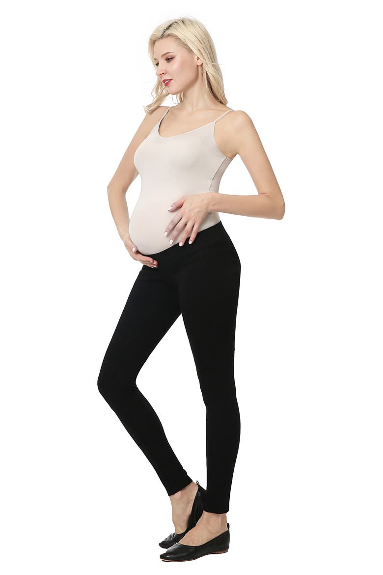 Brandi Under the Belly Maternity Leggings, Alternate, color, BLACK