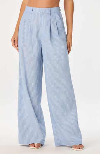 Linsey Pinstripe Wide Leg Cotton & Linen Pants