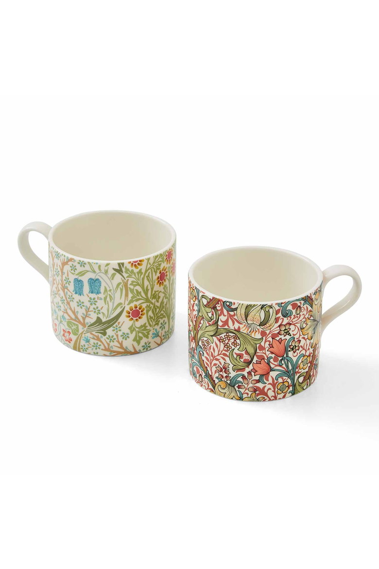 Morris & Co Set of 2 Porcelain Mugs, 12 oz, Main, color, Blackthorn & Golden Lily