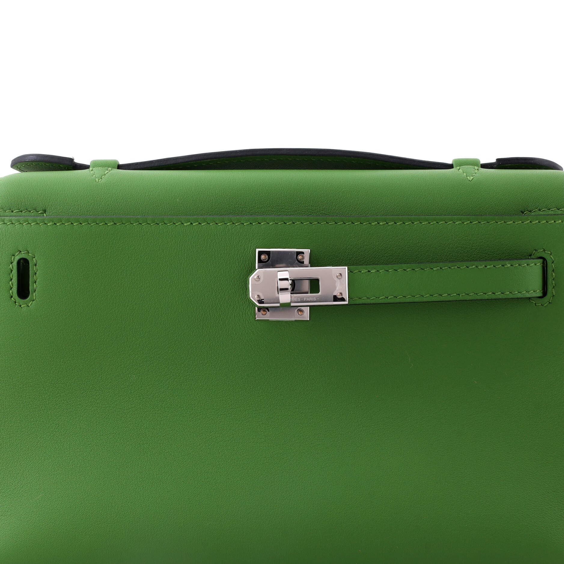 Pre-Owned Hermes Kelly Pochette Swift, Alternate, color, Vert Yucca