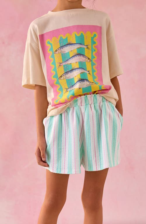 Next Kids' Stripe Cotton Pull-on Shorts In Blue