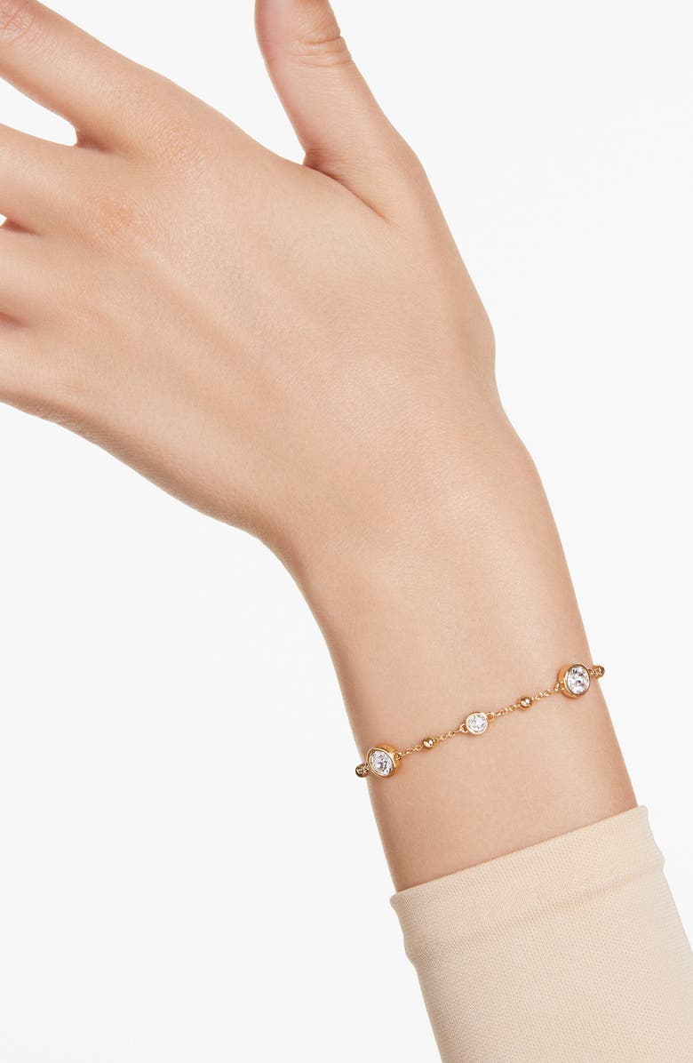 Swarovski Imber Crystal Station Bracelet, Alternate, color, White/ Gold