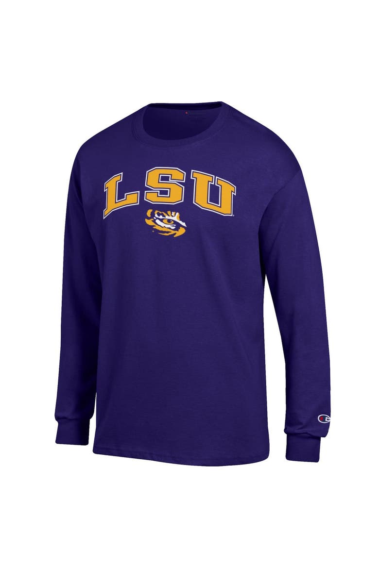 Men's Champion  Purple LSU Tigers Arch Over Logo Long Sleeve T-Shirt, Alternate, color, Purple