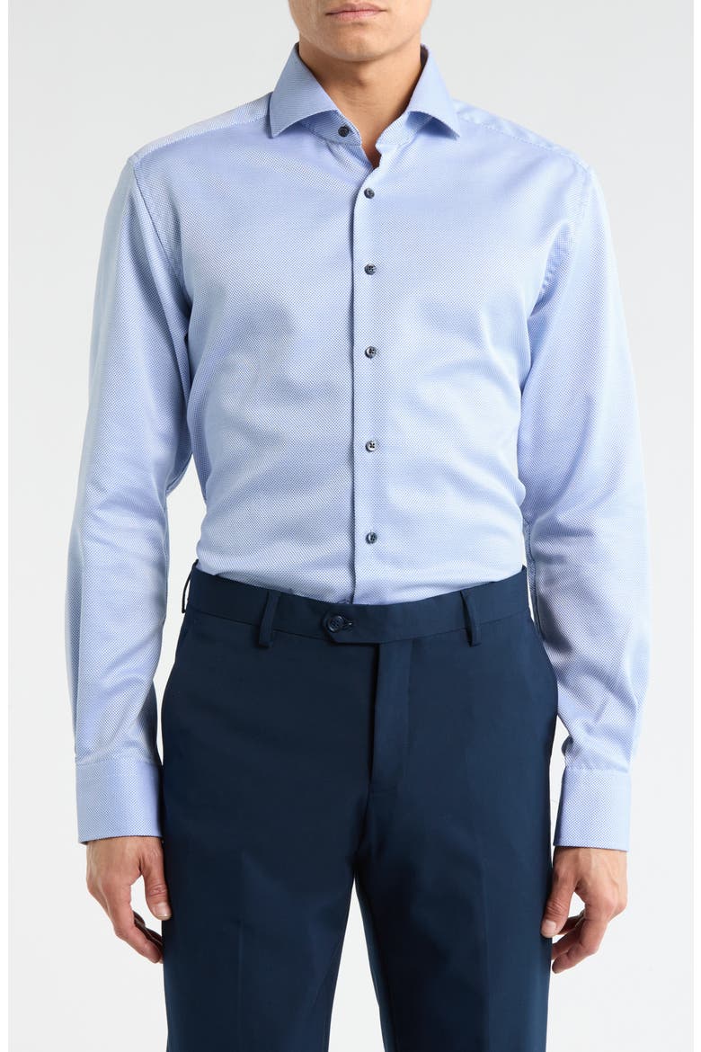 Modern Fit Dobby Button Front Shirt, Main, color, DARK BLUE