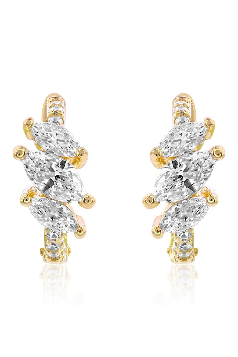Marquis Cubic Zirconia Huggie Hoop Earrings, Main, color, GOLD