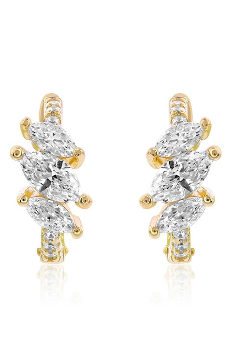 Marquis Cubic Zirconia Huggie Hoop Earrings