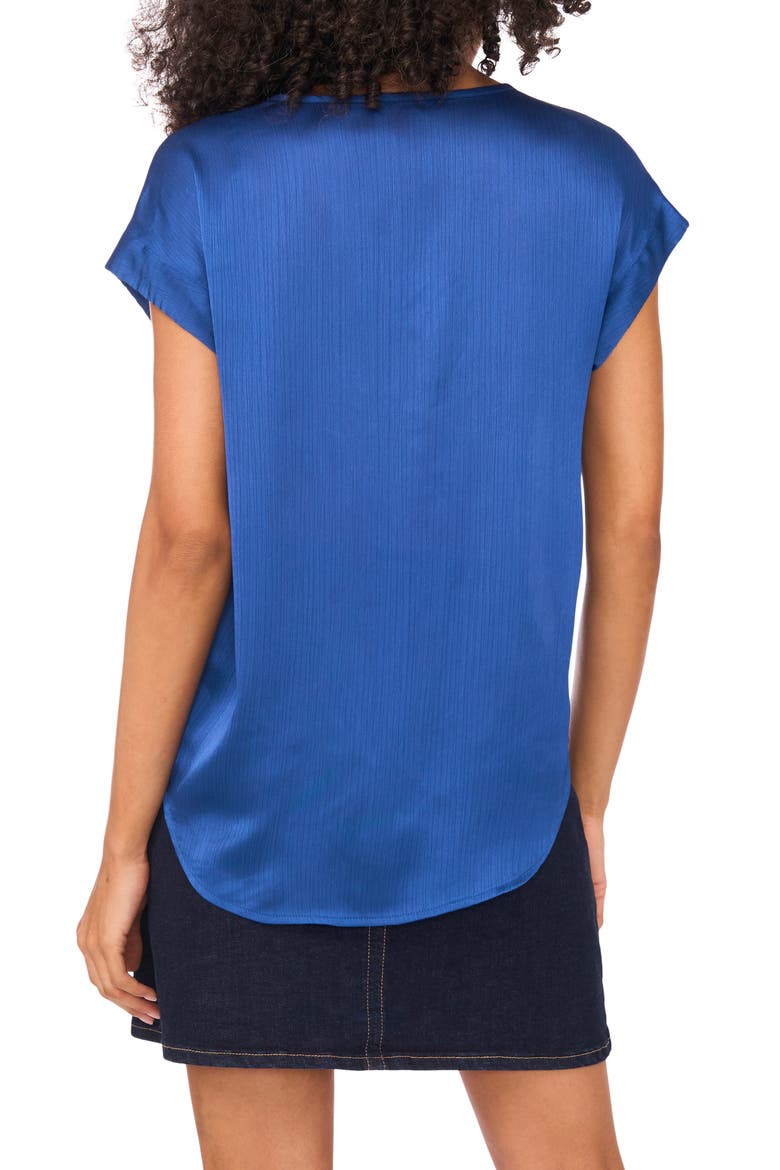 Textured Satin Short Sleeve Top, Alternate, color, BLUEBERRY