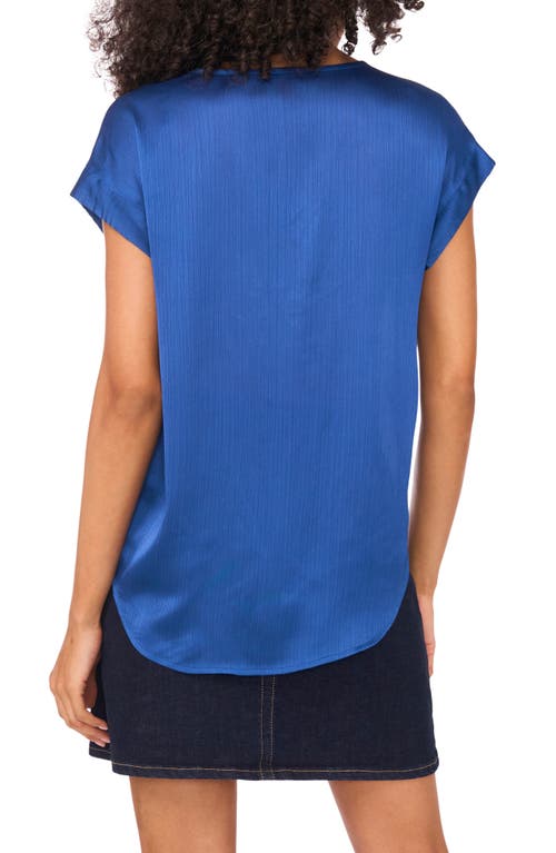 Vince Camuto Textured Satin Short Sleeve Top In Blue