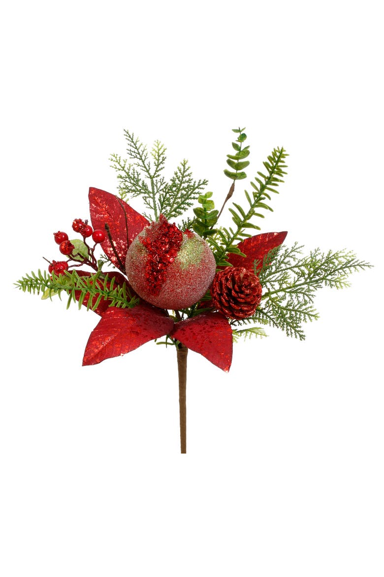 Frosted Pomegranate Pick, Set of 6, Main, color, Red