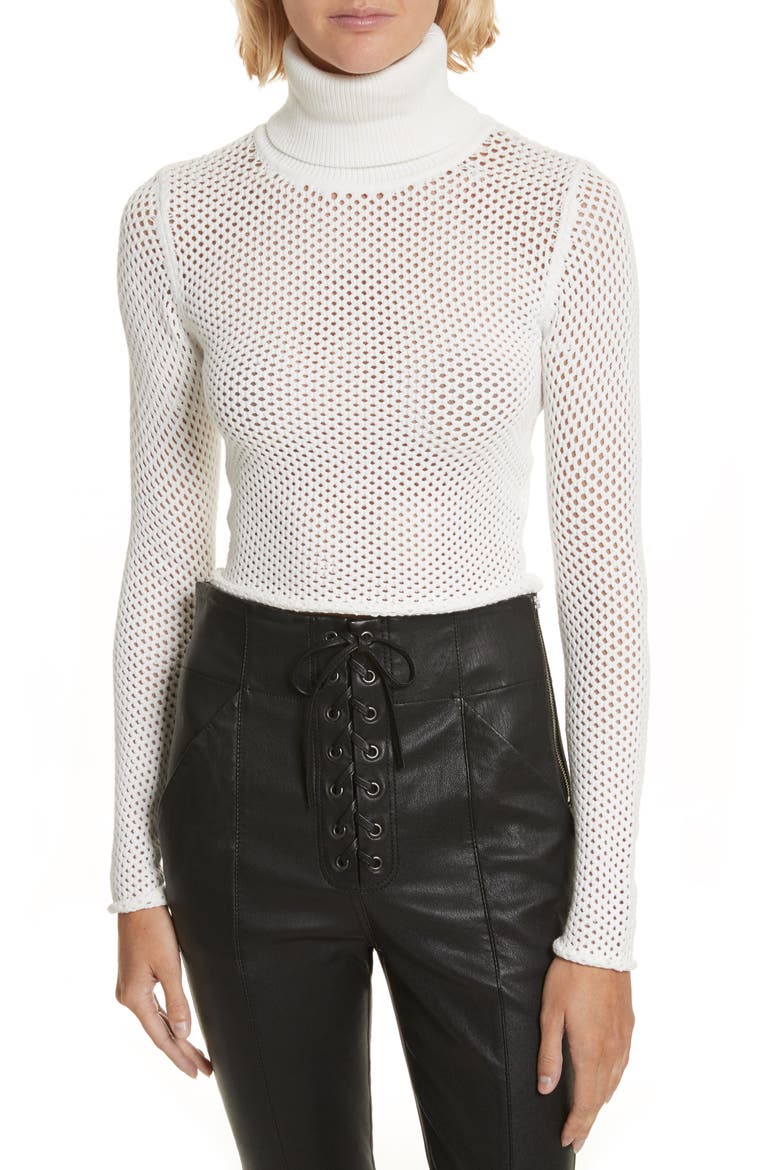 Jones Fishnet Sweater, Main, color, WHITE