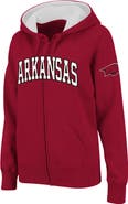 COLOSSEUM Women's Stadium Athletic Cardinal Arkansas Razorbacks Arched Name Full-Zip Hoodie