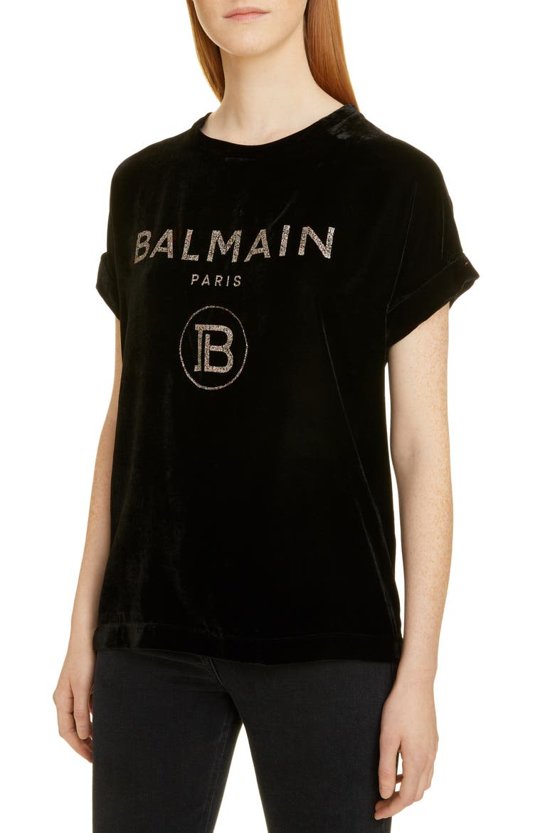 Glitter Logo Velvet Tee, Alternate, color, EAH NOIR-MULTICO