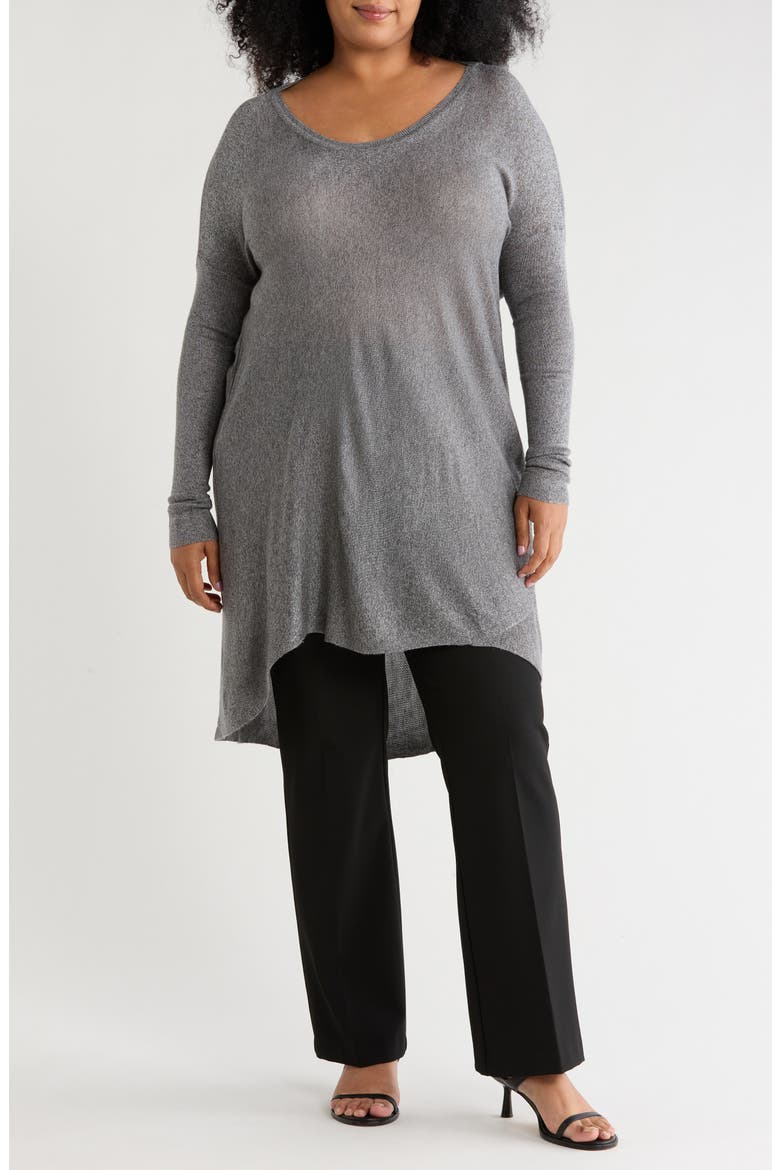 Lightweight High-Low Tunic Sweater, Main, color, CHARCOAL