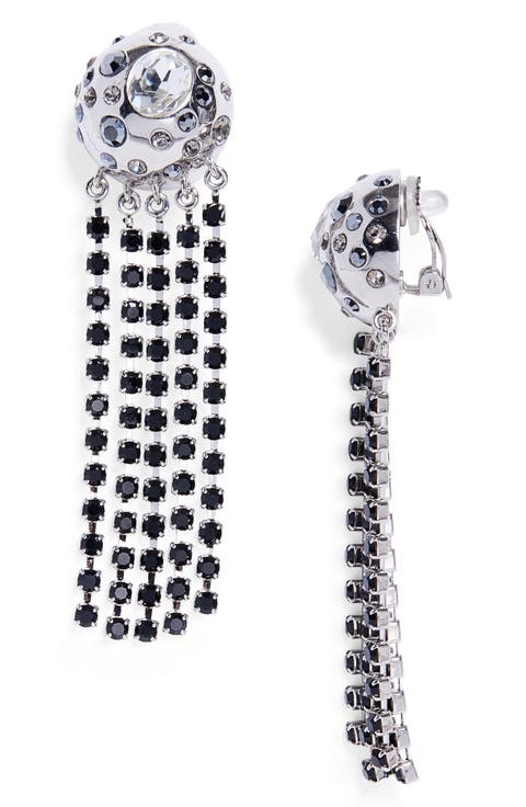 Crystal Fringe Chandelier Clip-On Earrings