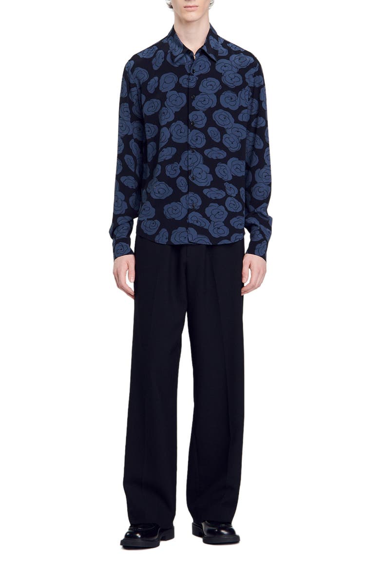 SANDRO Camellia motif shirt, Alternate, color, 