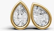 SEREIA OFFICIAL 14K Gold Studs 1 Carat Earrings Pear Bezel Solitaire