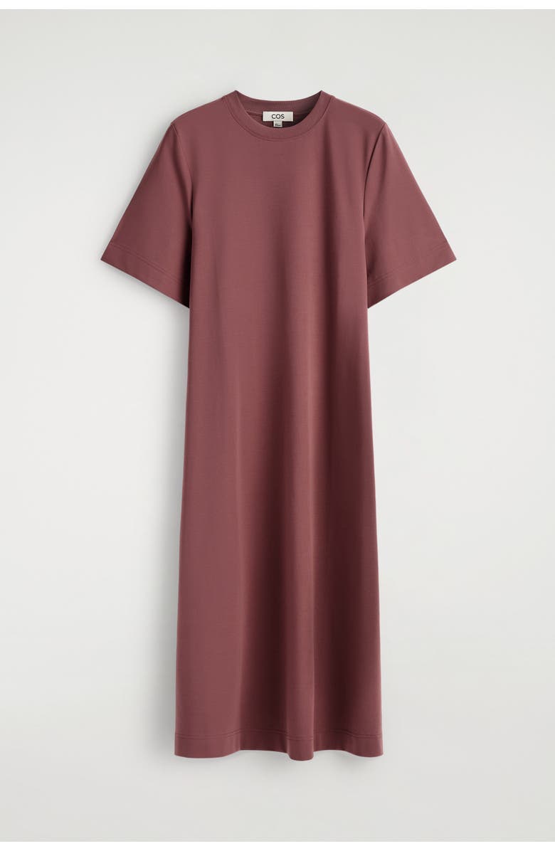 COS Belt-Detail Midi T-Shirt Dress, Alternate, color, Brown