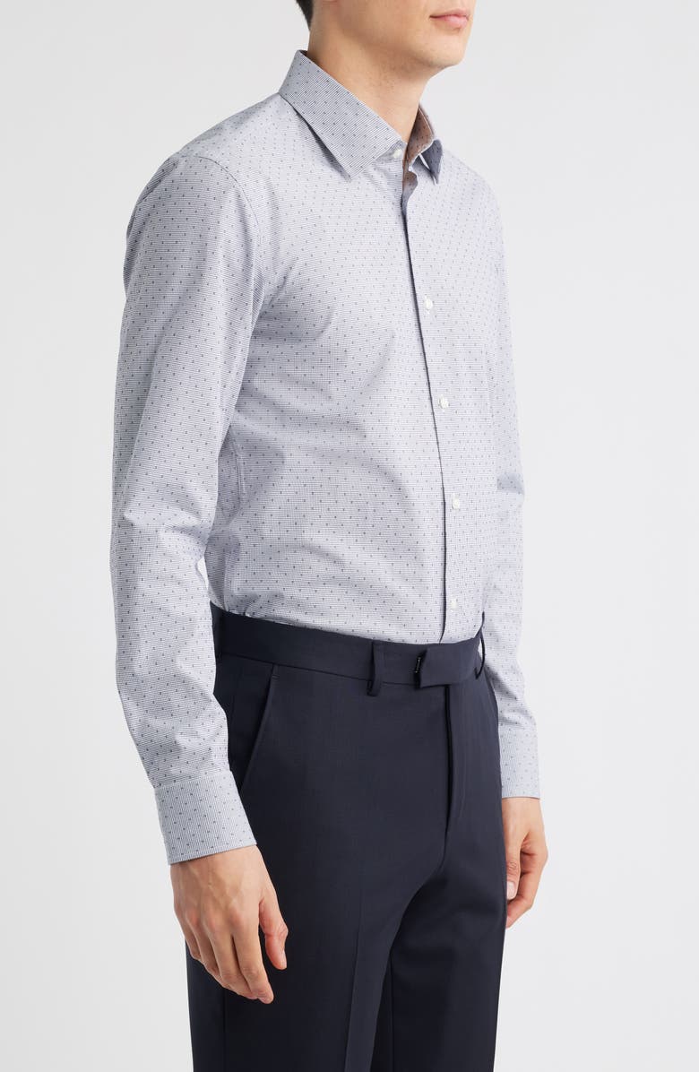 BOSS Hank Kent Slim Fit Performance Stretch Cotton Dress Shirt, Alternate, color, Dark Blue