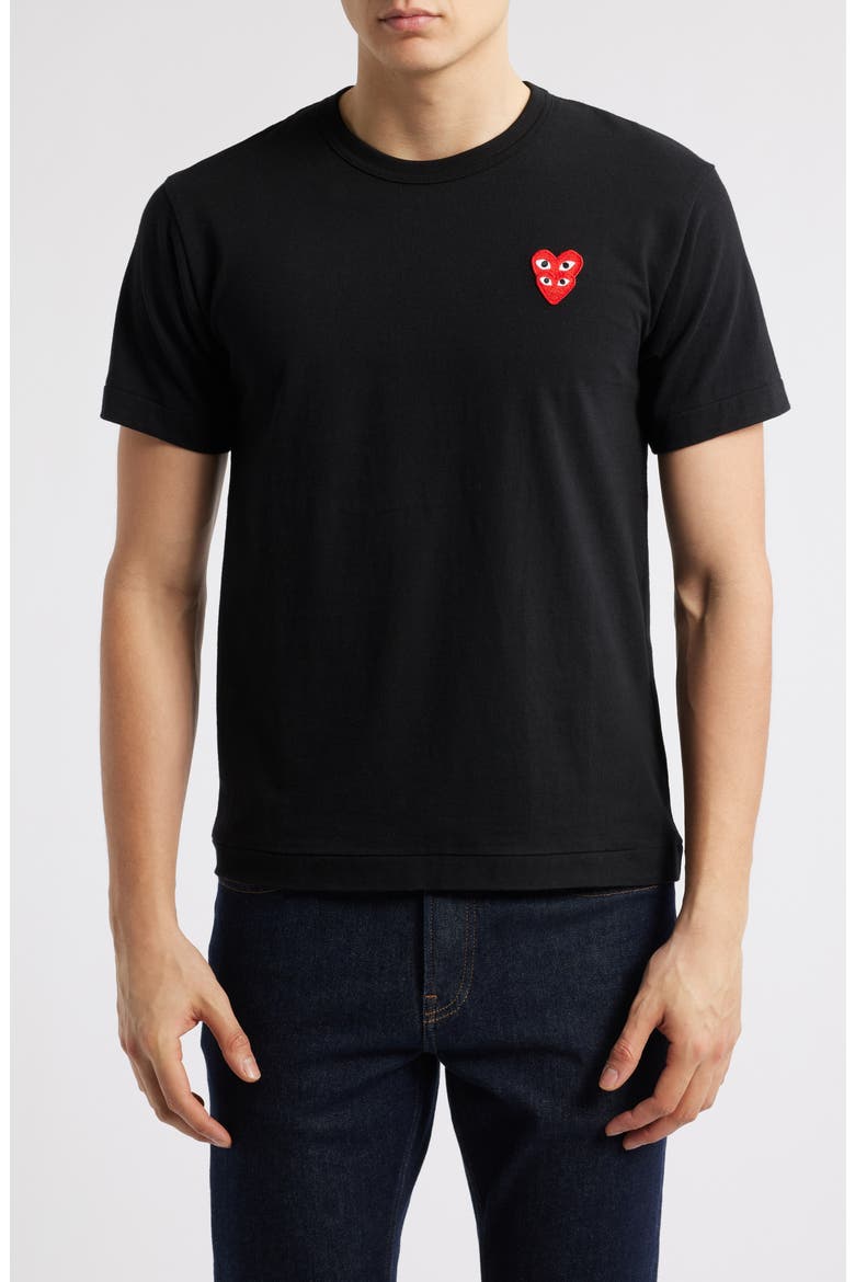 Comme de Garçons PLAY Men's Twin Hearts T-Shirt, Main, color, BLACK