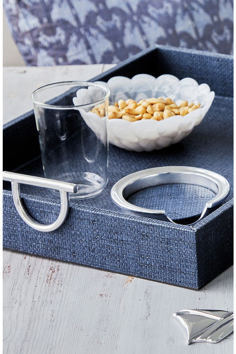 Faux Grasscloth Signature Coaster Set, Alternate, color, BLUE