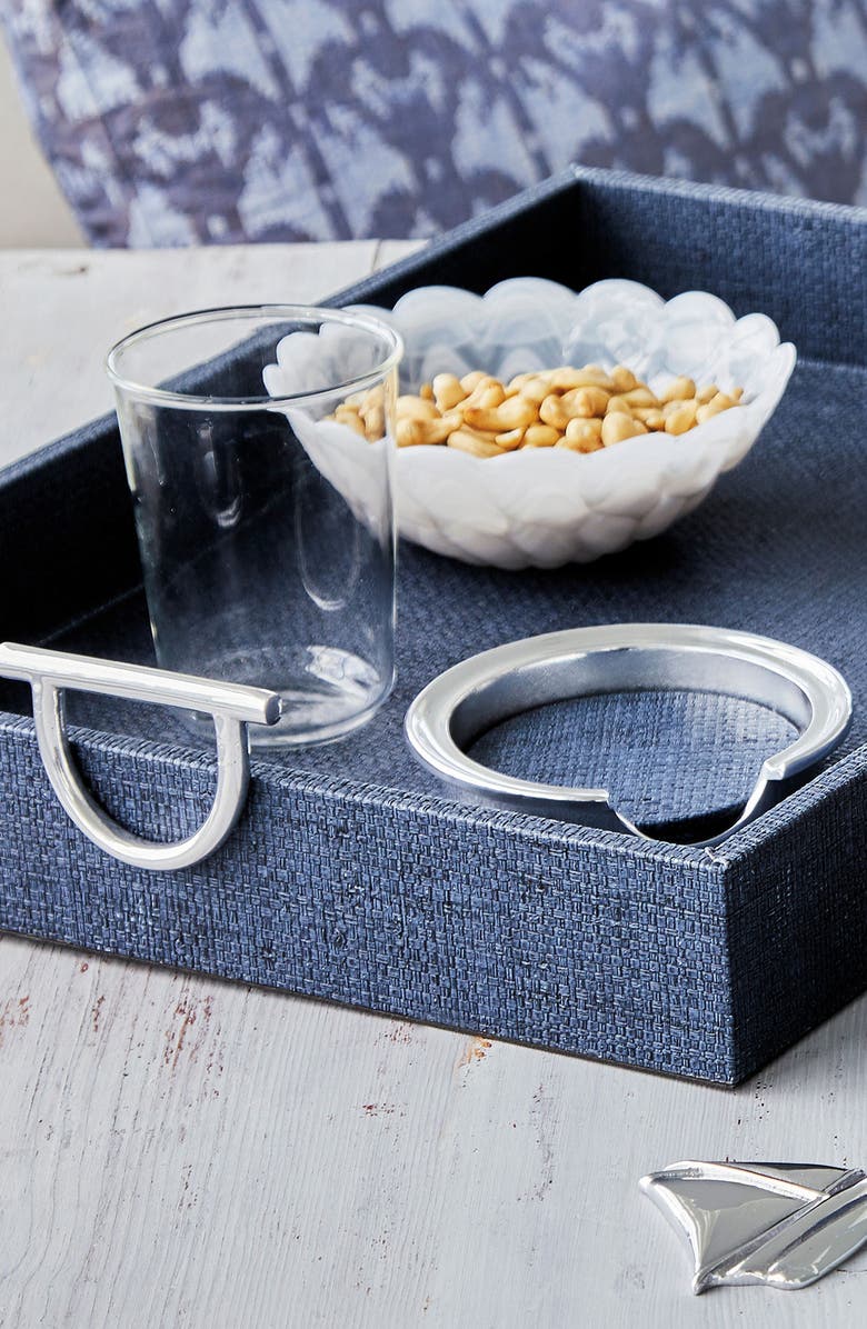 Mariposa Faux Grasscloth Signature Coaster Set, Alternate, color, Blue