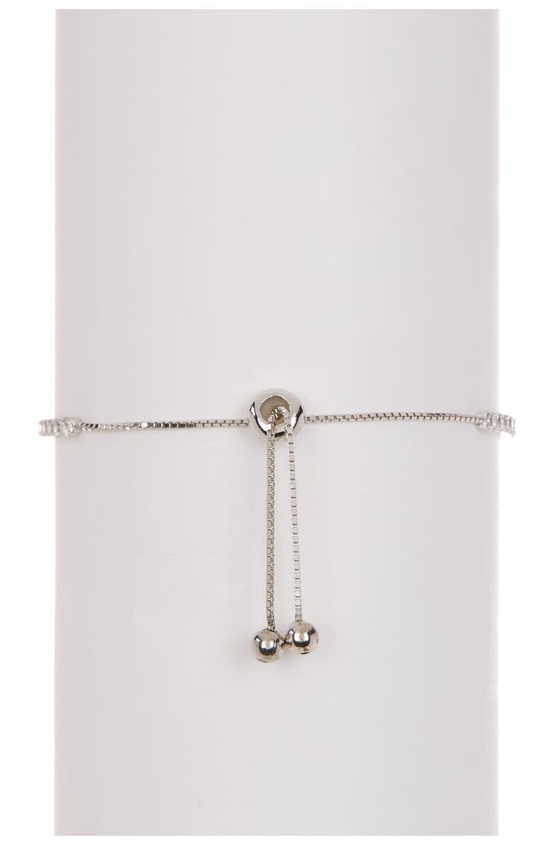 Adornia White Rhodium Plated Swarovski Crystal Accented Lariat Bracelet, Alternate, color, Silver