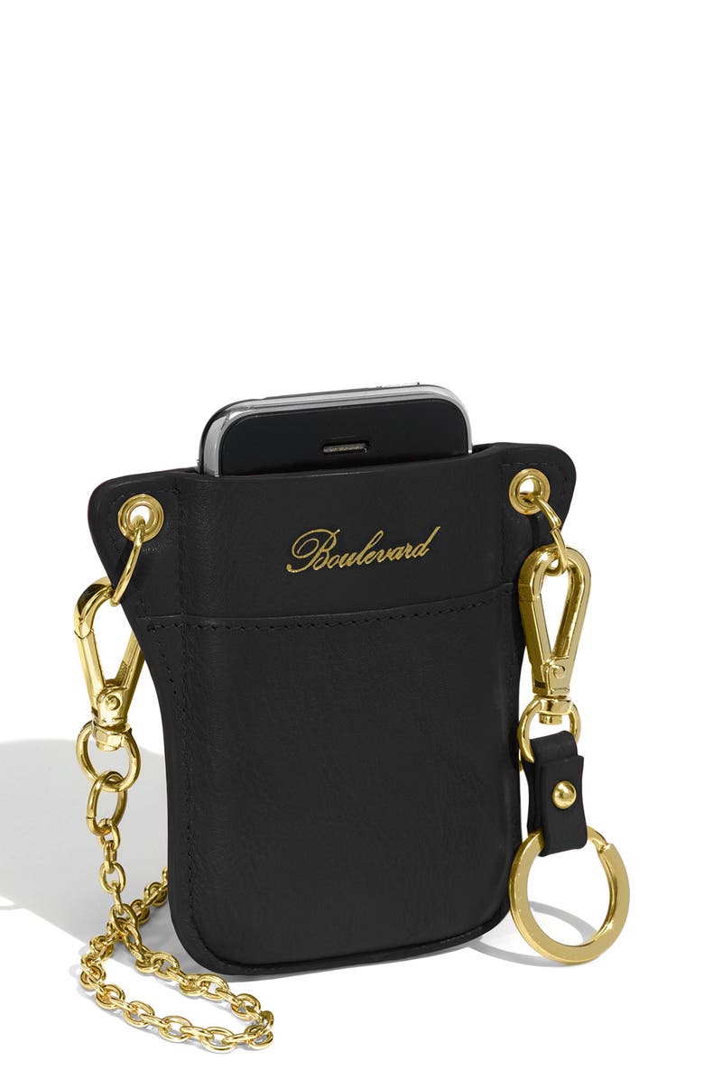 Boulevard Leather Crossbody Phone Holster with Key Ring, Main, color, 