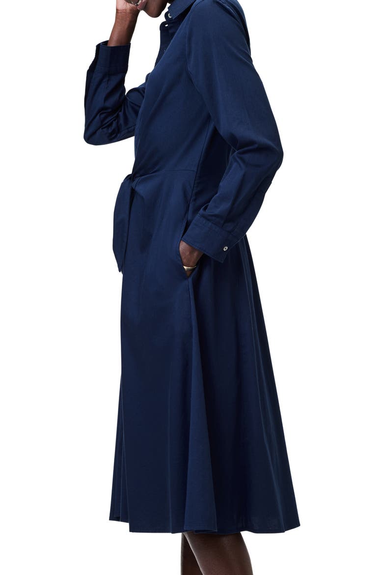 Jessie Long Sleeve Tie Waist Shirtdress, Alternate, color, DARK INDIGO